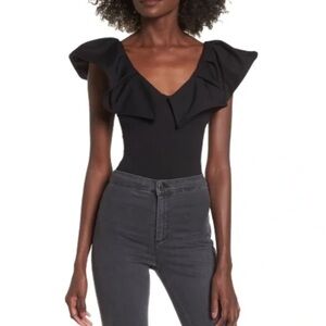 Bodysuit with flutter sleeves and open back